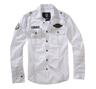 Brandit Luis Vintage cămașă cu mânecă lungă, albă