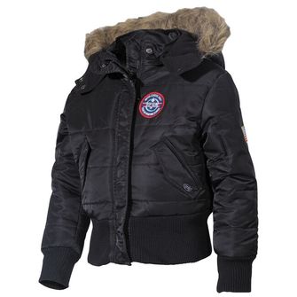 Jachetă polară pentru copii MFH American N2B cu guler de blană, negru