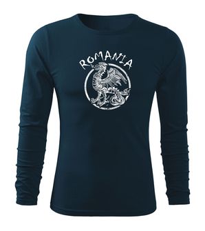 DRAGOWA Fit-T tricou cu mânecă lungă Rumanski drakon, albastru închis