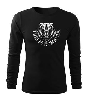 DRAGOWA Fit-T tricou cu mânecă lungă Urs Romanesc, negru