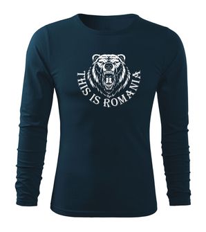 DRAGOWA Fit-T tricou cu mânecă lungă Urs Romanesc, albastru închis