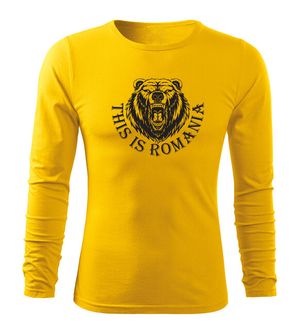 DRAGOWA Fit-T tricou cu mânecă lungă Urs Romanesc, galben