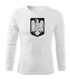 DRAGOWA Fit-T tricou cu mânecă lungă Emblema nationala, alb