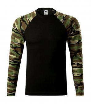 Malfini Camouflage tricou cu mânecă lungă, brown, 160g/m2