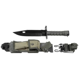 Baionetă MFH M9, mâner de plastic, carcasă, verde OD