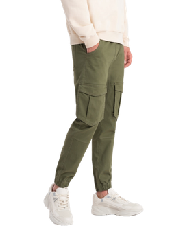 Pantaloni cargo Ombre Jogger pentru bărbați V18 P886, măsliniu