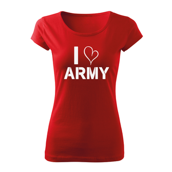 DRAGOWA tricou de damă i love army, rosu 150g/m2
