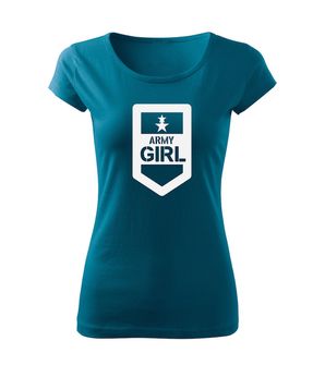 DRAGOWA tricou de damă army girl, petrol blue 150g/m2