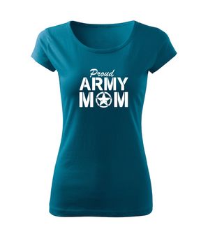 DRAGOWA tricou de damă army mom, petrol blue 150g/m2