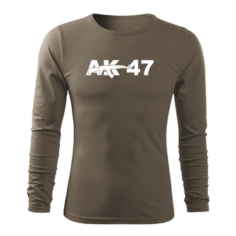 DRAGOWA Fit-T tricou cu mânecă lungă ak47, oliv 160g/m2