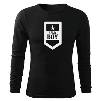 DRAGOWA Fit-T tricou cu mânecă lungă army boy, negru 160g/m2