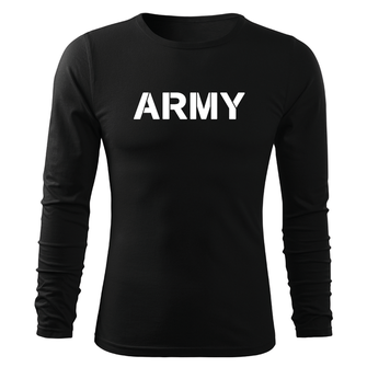 DRAGOWA Fit-T tricou cu mânecă lungă army, negru 160g/m2