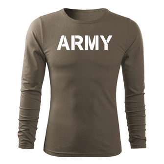 DRAGOWA Fit-T tricou cu mânecă lungă army, măsliniu160g/m2