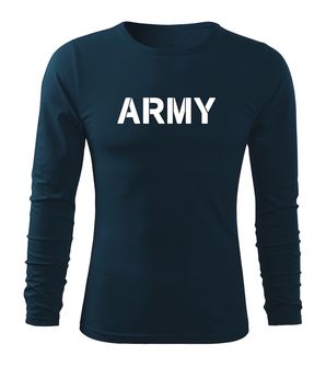 DRAGOWA Fit-T tricou cu mânecă lungă army, albastru închis160g/m2