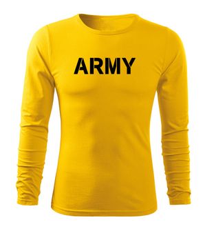 DRAGOWA Fit-T tricou cu mânecă lungă army, galben 160g/m2