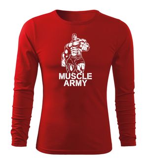 DRAGOWA Fit-T tricou cu mânecă lungă muscle army man, rosu 160g/m2