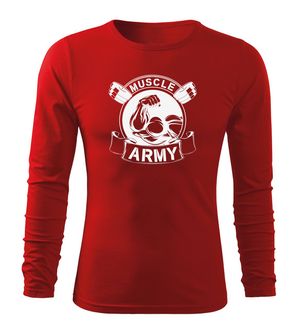 DRAGOWA Fit-T tricou cu mânecă lungă muscle army original, rosu 160g/m2