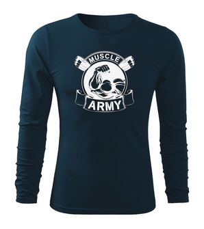 DRAGOWA Fit-T tricou cu mânecă lungă muscle army original, albastru închis160g/m2
