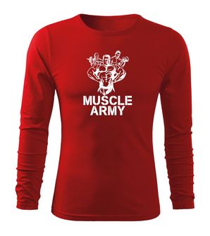 DRAGOWA Fit-T tricou cu mânecă lungă muscle army team, rosu 160g/m2