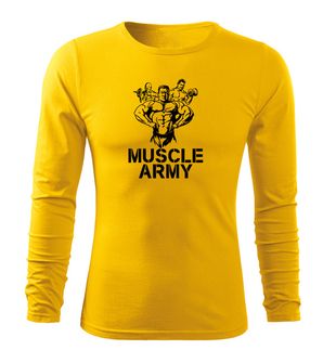 DRAGOWA Fit-T tricou cu mânecă lungă muscle army team, galben 160g/m2
