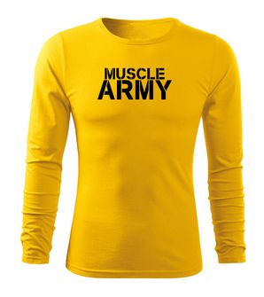 DRAGOWA Fit-T tricou cu mânecă lungă muscle army, galben 160g/m2