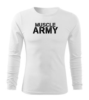 DRAGOWA Fit-T tricou cu mânecă lungă muscle army, alb 160g/m2
