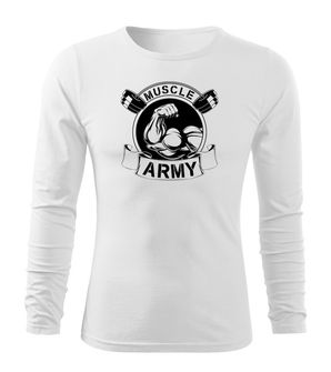 DRAGOWA Fit-T tricou cu mânecă lungă muscle army original, alb 160g/m2