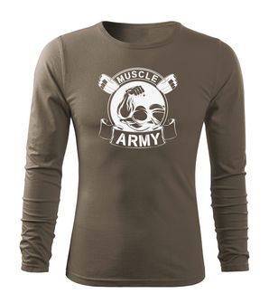 DRAGOWA Fit-T tricou cu mânecă lungă muscle army original, oliv 160g/m2