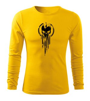 DRAGOWA Fit-T tricou cu mânecă lungă skull, galben 160g/m2