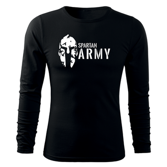 DRAGOWA Fit-T tricou cu mânecă lungă spartan army, negru 160g/m2