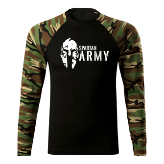 DRAGOWA Fit-T tricou cu mânecă lungă spartan army, woodland 160g/m2
