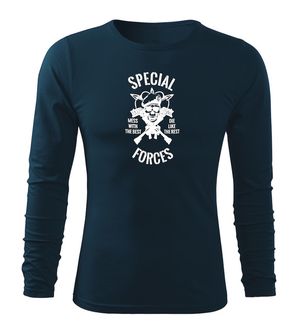DRAGOWA Fit-T tricou cu mânecă lungă special forces, albastru închis160g/m2