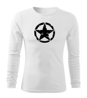 DRAGOWA Fit-T tricou cu mânecă lungă star, alb 160g/m2