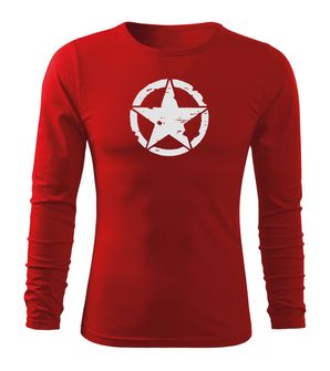 DRAGOWA Fit-T tricou cu mânecă lungă star, rosu 160g/m2