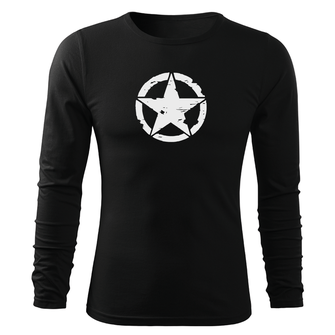 DRAGOWA Fit-T tricou cu mânecă lungă star, negru 160g/m2