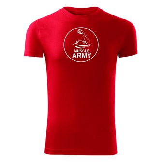 DRAGOWA tricou pentru bărbati de fitness muscle army biceps, rosu 180g/m2