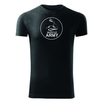 DRAGOWA tricou pentru bărbati de fitness muscle army biceps, negru 180g/m2