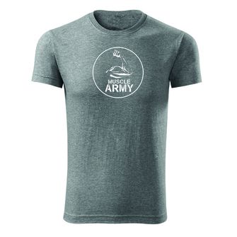 DRAGOWA tricou pentru bărbati de fitness muscle army biceps, gri 180g/m2