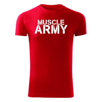 DRAGOWA tricou pentru bărbati de fitness muscle army, rosu 180g/m2