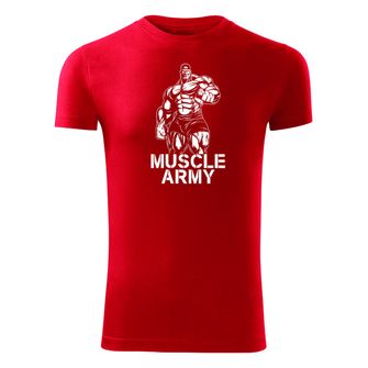 DRAGOWA tricou pentru bărbati de fitness muscle army man, rosu 180g/m2