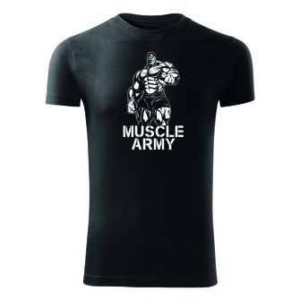 DRAGOWA tricou pentru bărbati de fitness muscle army man, negru 180g/m2