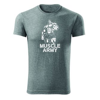 DRAGOWA tricou pentru bărbati de fitness muscle army man, gri 180g/m2