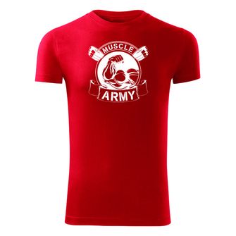 DRAGOWA tricou pentru bărbati de fitness muscle army original, rosu 180g/m2