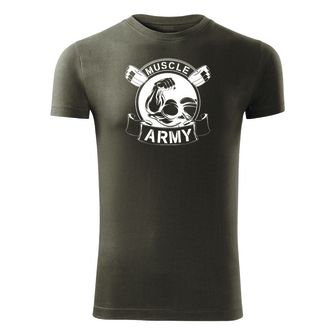 DRAGOWA tricou pentru bărbati de fitness muscle army original, oliv 180g/m2