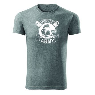 DRAGOWA tricou pentru bărbati de fitness muscle army original, gri 180g/m2