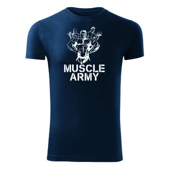 DRAGOWA tricou pentru bărbati de fitness muscle army team, albastru 180g/m2