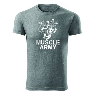 DRAGOWA tricou pentru bărbati de fitness muscle army team, gri 180g/m2