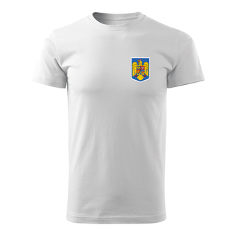 DRAGOWA tricou stema mică color a Romăniei, alb 160g/m2