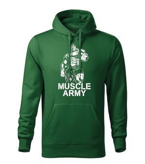 DRAGOWA hanorac barbati cu gulgă muscle army man, verde 320g / m2