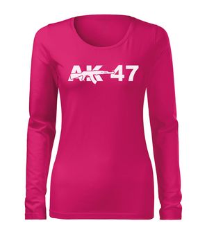DRAGOWA Slim tricou de damă cu mânecă lungă ak47, roz 160g/m2